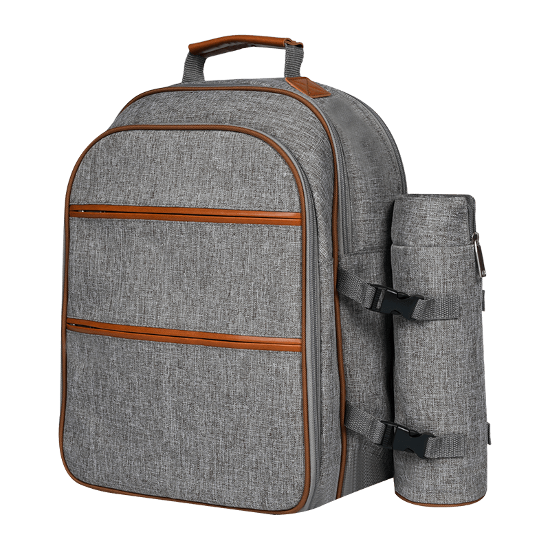 Juego de mochila de picnic de estilo clásico, adecuado para 4 habitaciones con refrigeración aislada, estantes para botellas de vino, mantas de lana, vajilla y envases de alimentos