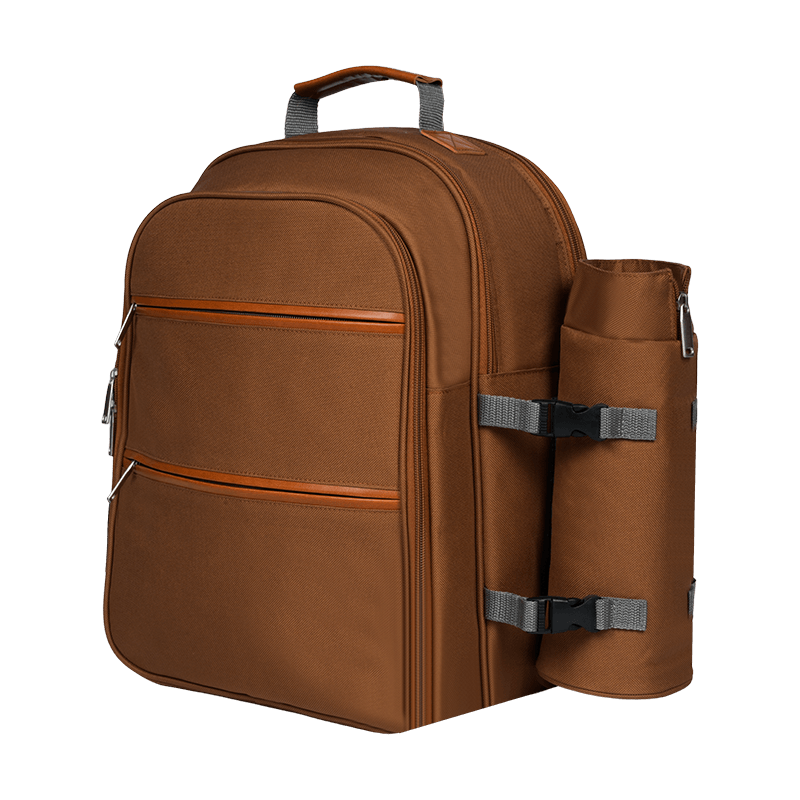 Juego de mochila de picnic de estilo clásico, adecuado para 4 habitaciones con refrigeración aislada, estantes para botellas de vino, mantas de lana, vajilla y envases de alimentos