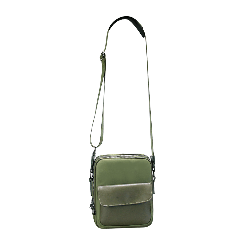 Bolso retro con logotipo personalizado, cremallera, bolso de hombro de cuero PU para hombre
