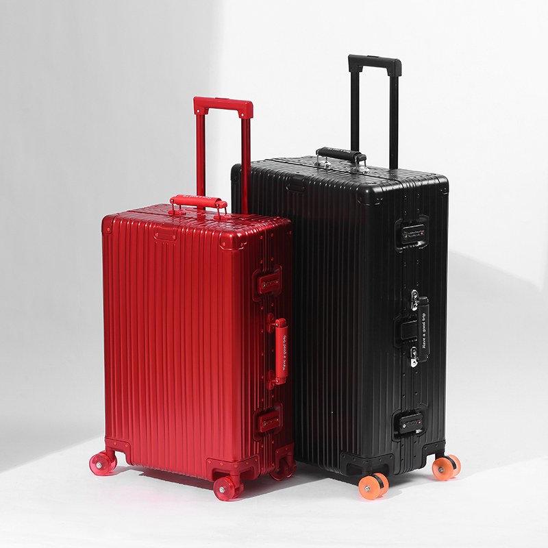 Maleta con ruedas de aleación de aluminio y magnesio con ruedas universales, maleta de viaje retro para hombres y mujeres, equipaje de mano