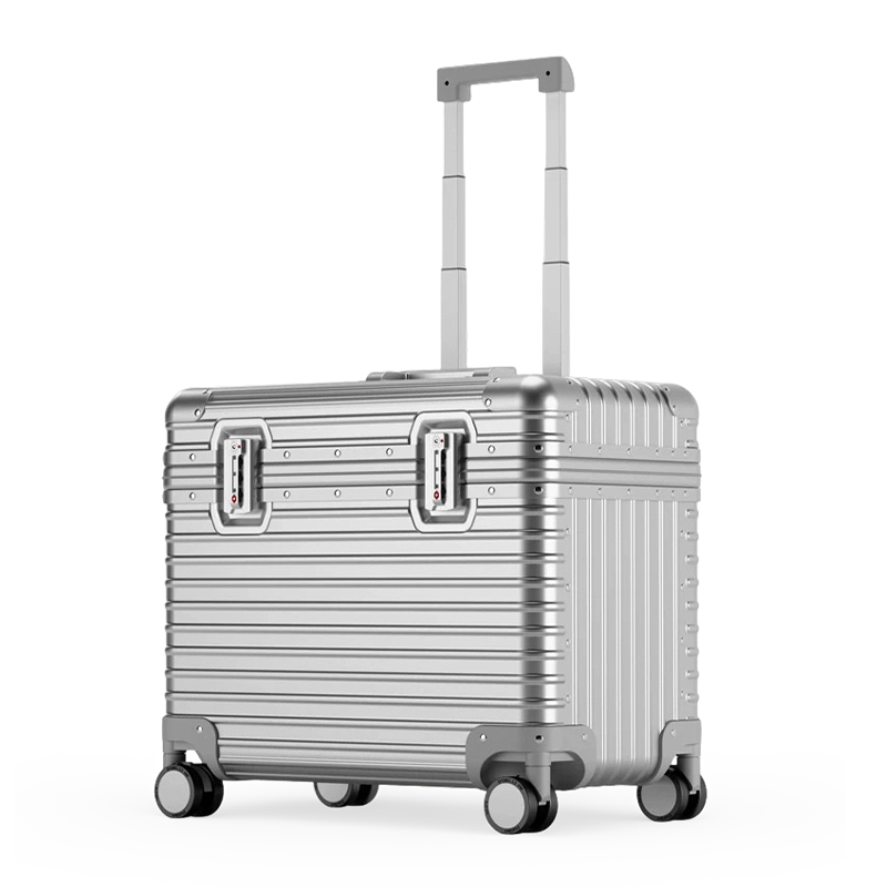 Equipaje de viaje de aleación de aluminio y magnesio de 20 pulgadas con ruedas universales, estilo empresarial, maleta con ruedas de lujo ligera, equipaje de mano unisex