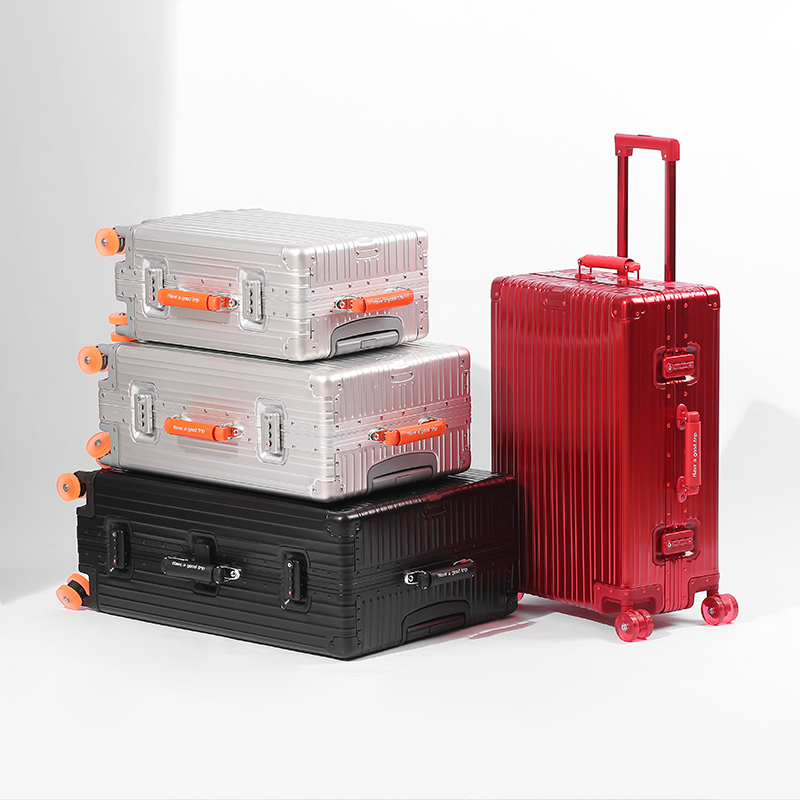 Maleta con ruedas de aleación de aluminio y magnesio con ruedas universales, maleta de viaje retro para hombres y mujeres, equipaje de mano