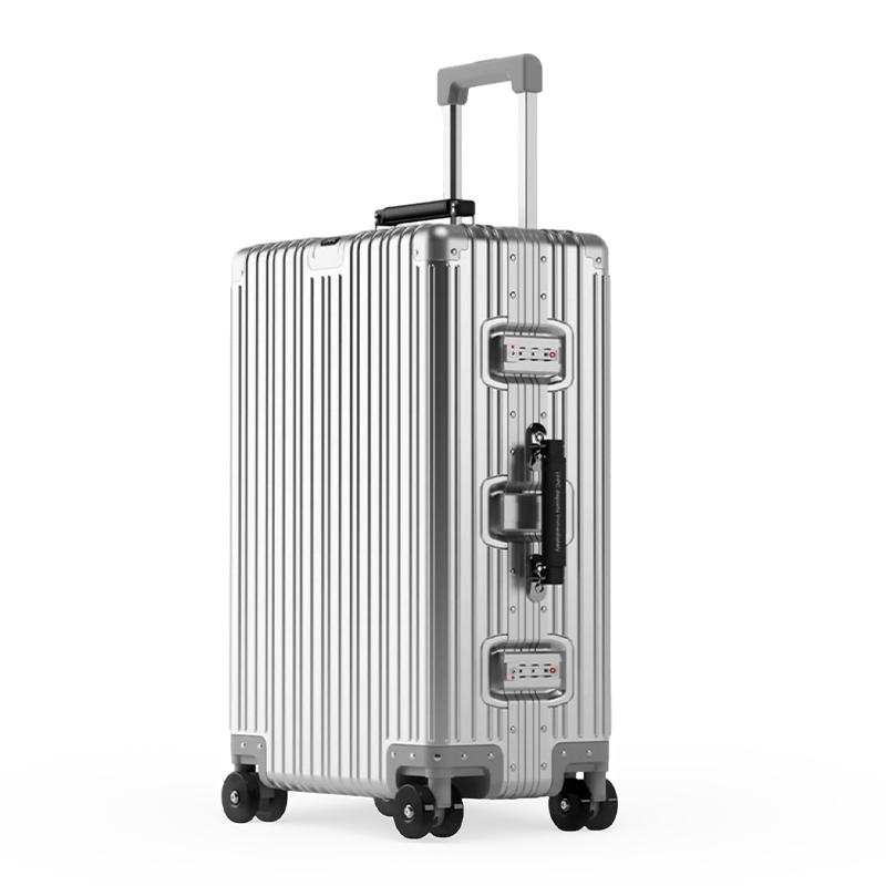 Maleta con ruedas de aleación de aluminio y magnesio con ruedas universales, maleta de viaje retro para hombres y mujeres, equipaje de mano