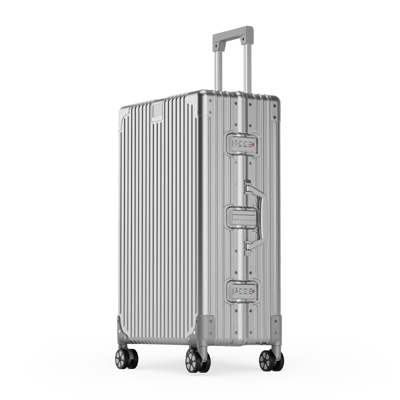 Equipaje de aleación totalmente de aluminio y magnesio con cerradura de combinación, maleta de mano de 20 pulgadas para hombres y mujeres