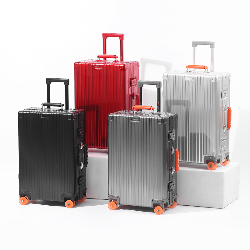 Maleta con ruedas de aleación de aluminio y magnesio con ruedas universales, maleta de viaje retro para hombres y mujeres, equipaje de mano