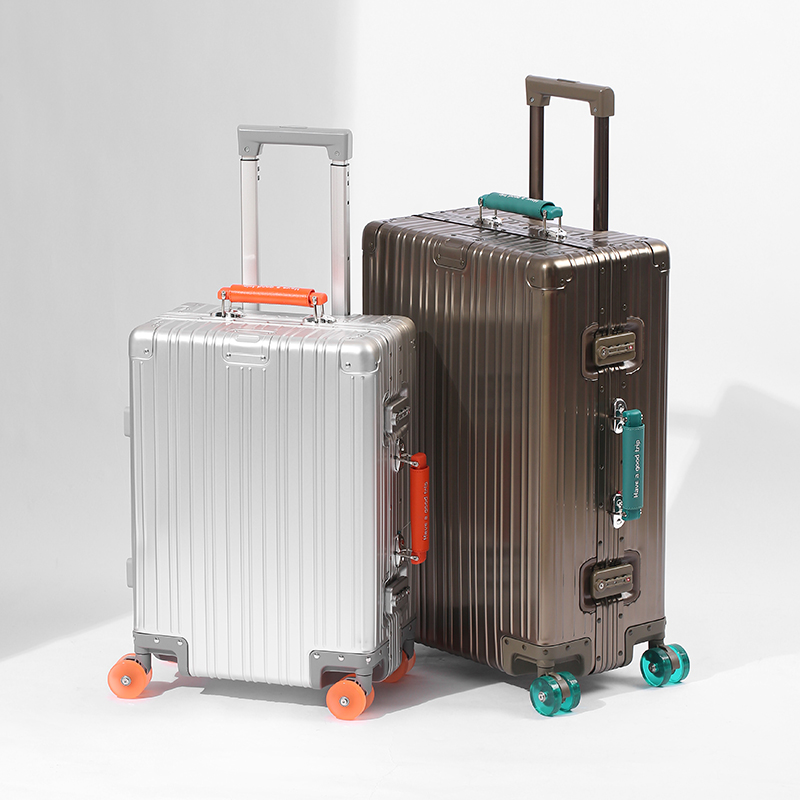 Maleta con ruedas de aleación de aluminio y magnesio con ruedas universales, maleta de viaje retro para hombres y mujeres, equipaje de mano